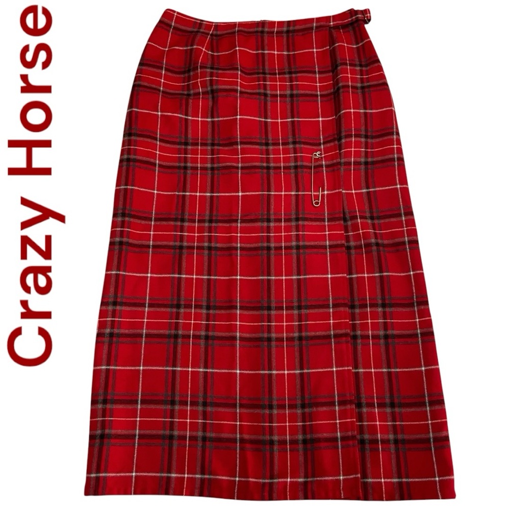 Crazy Horse Plaid Long Red Black Lightweight Maxi Skirt - Women’s 10 - Picture 9 of 9